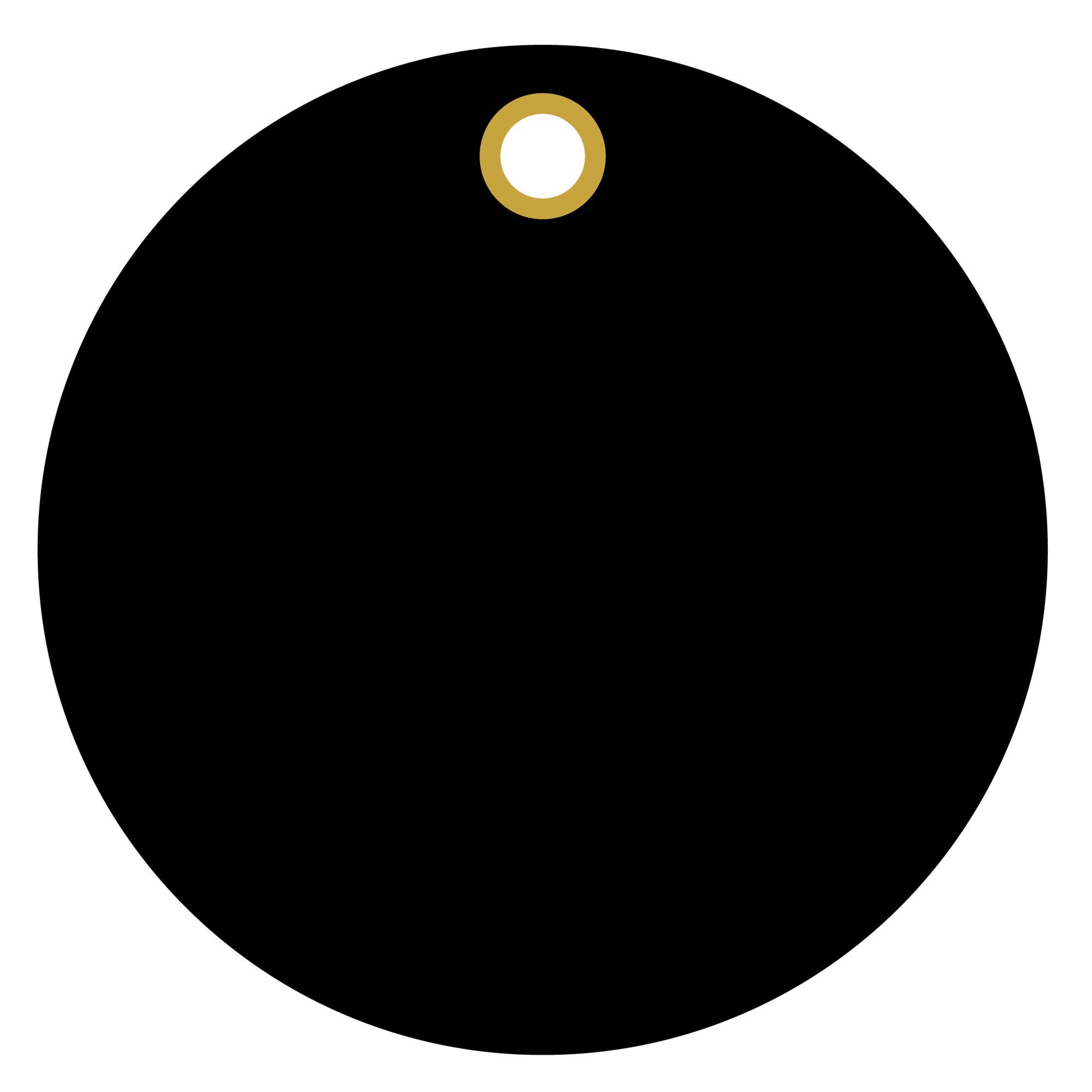 Tags 4 Less 3” Round Plastic Hang Tags – Circular Waterproof Heavy Duty Vinyl Labels with Eyelet Hole, for Outdoor Tagging, Indoor Tagging (Black,