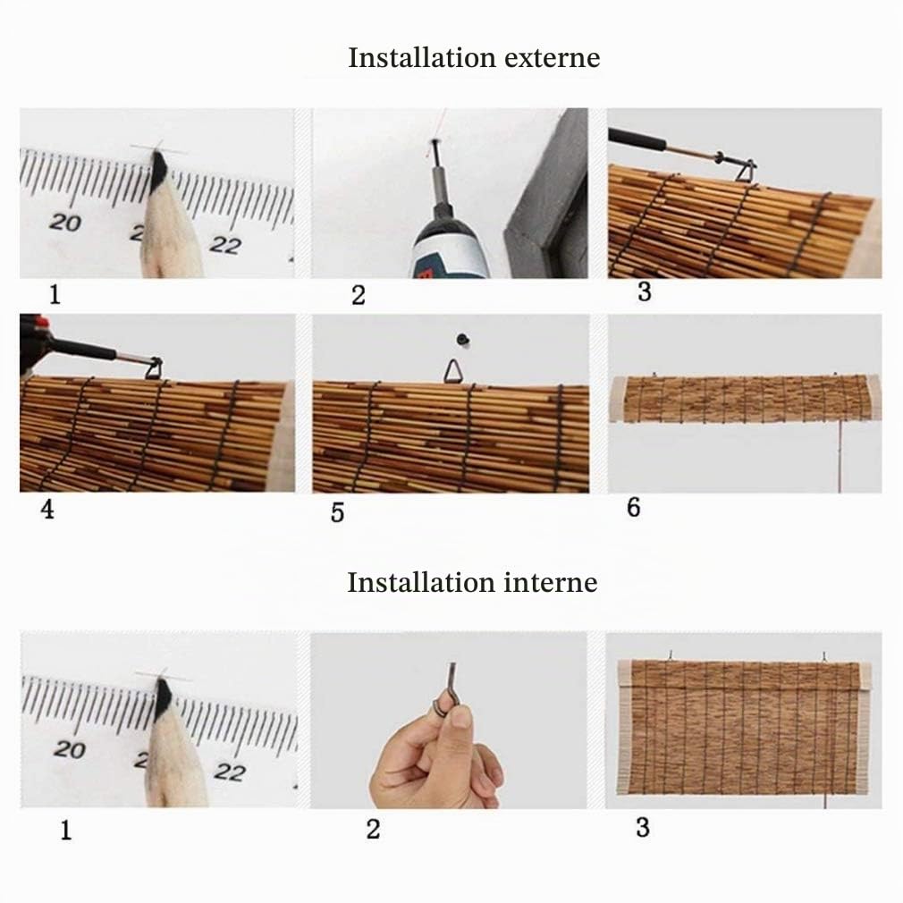 Rideau de Roseau Carbonisation Tissés À La Main,Rideau de Paille Pare-Soleil de Balcon,Volets Roulants en Bambou,Respirant,avec Levage,pour Extérieur/Intérieur,Personnalisable (150x200cm/59x79in)