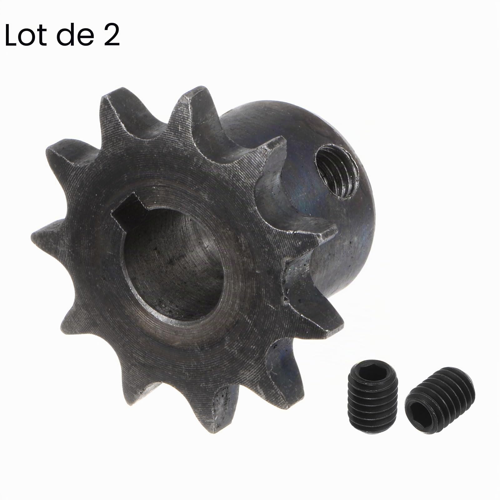QUARKZMAN 2Pcs Pignon de Chaîne à Rouleaux ISO/DIN 06B-1 Type B, Alésage de 12 mm, Pas de 3/8", en Acier A3, Simple Brin de Pignon à Rouleaux Trempé avec 11 Dents
