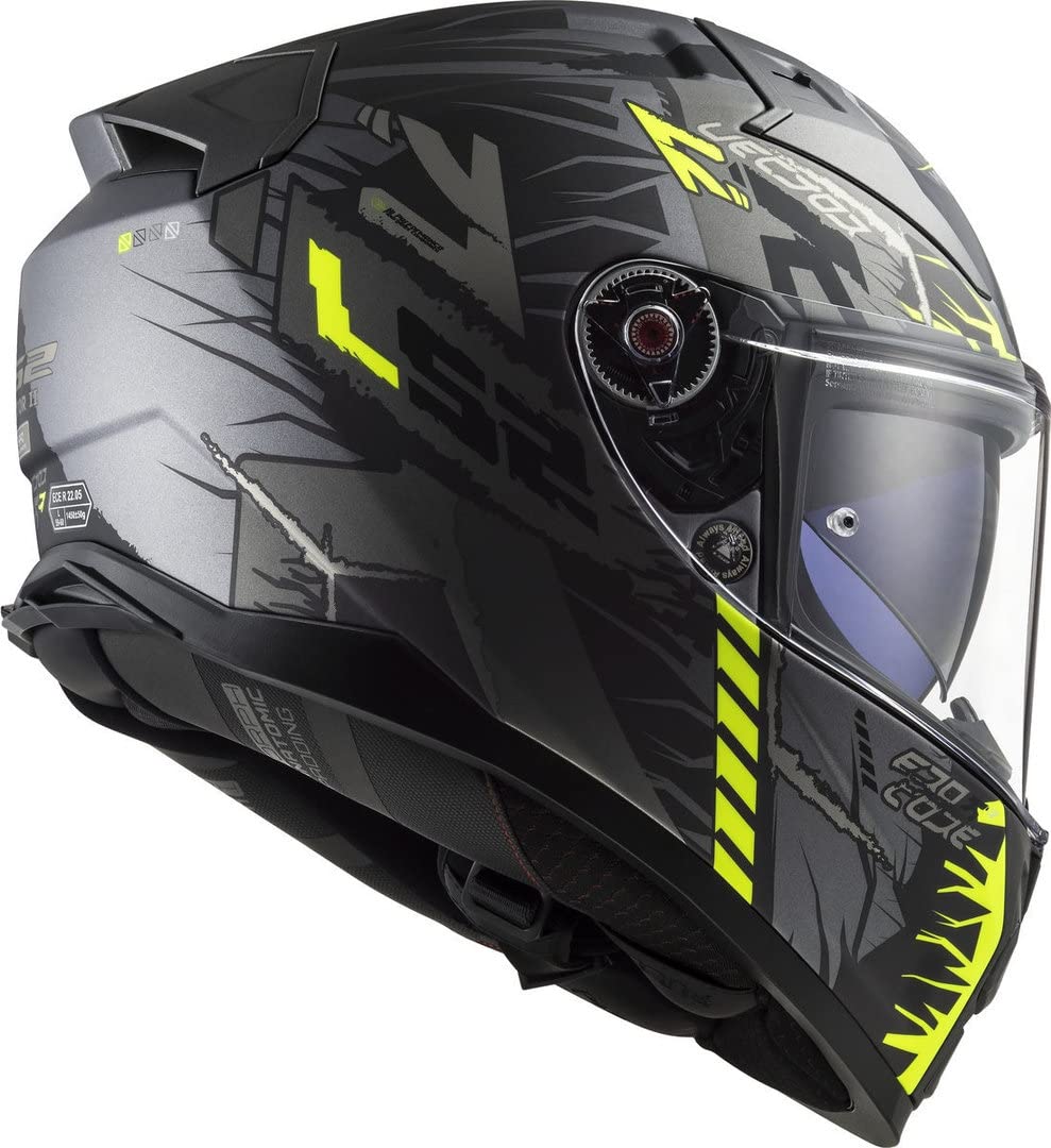 LS2, kask motocyklowy Vector II Techbot, tytanowy żółty XXS