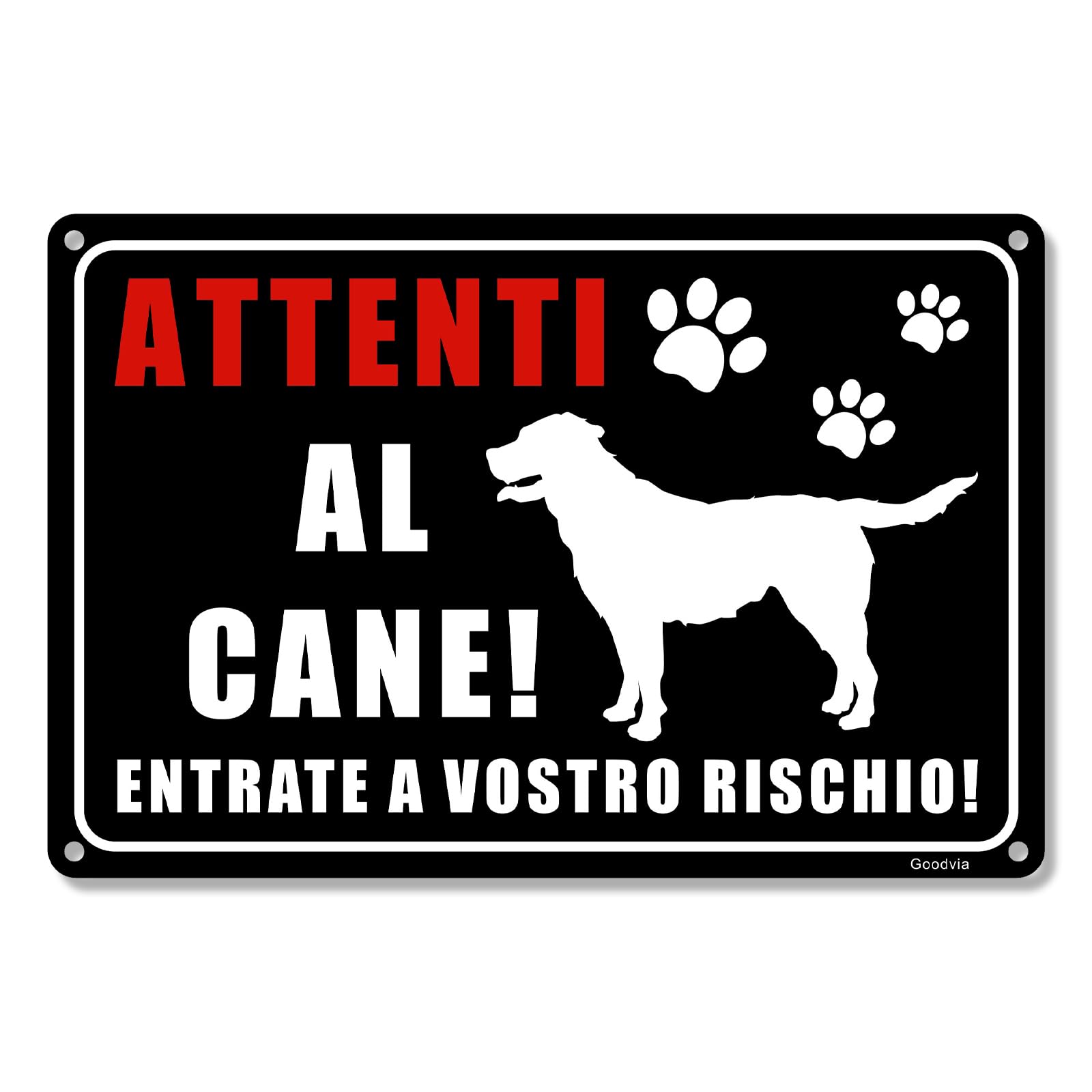 Cartello Attenti Al Cane Alluminio Metallo 7.8x11.8'' (A4) Pastore, Leggero ma Robusto, Resistente Agli Agenti Atmosferici, Durevole, Protetto dai Raggi UV, Facile da Installare, Riflettente