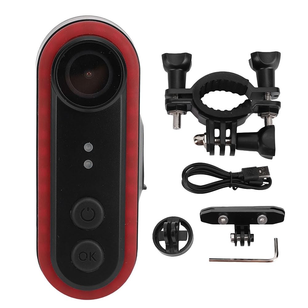 Littimoon For Cycling Rear View Camera 1080P 140° Wide Angle IPX6 Water Proof Rechargeable Bicycle Bike Camera with Tail Light