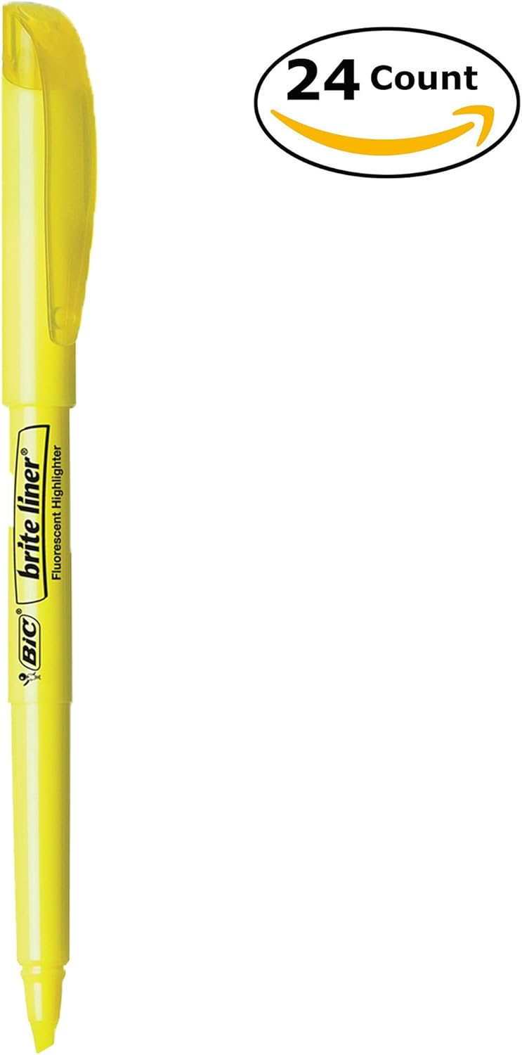 BIC Brite Liner Highlighter, Chisel Tip, Yellow, 24-Count