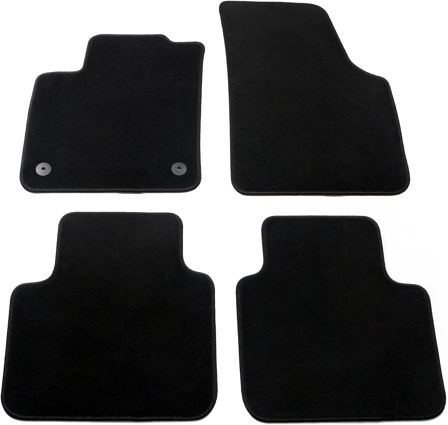 IKON MOTORSPORTS, Floor Mats Compatible with 2018-2025 Volkswagen Atlas, Black Nylon 1st 2nd Row Auto Car Liners Carpet 4PCS Full Set, 2019 2020 2021 2022 2023 2024