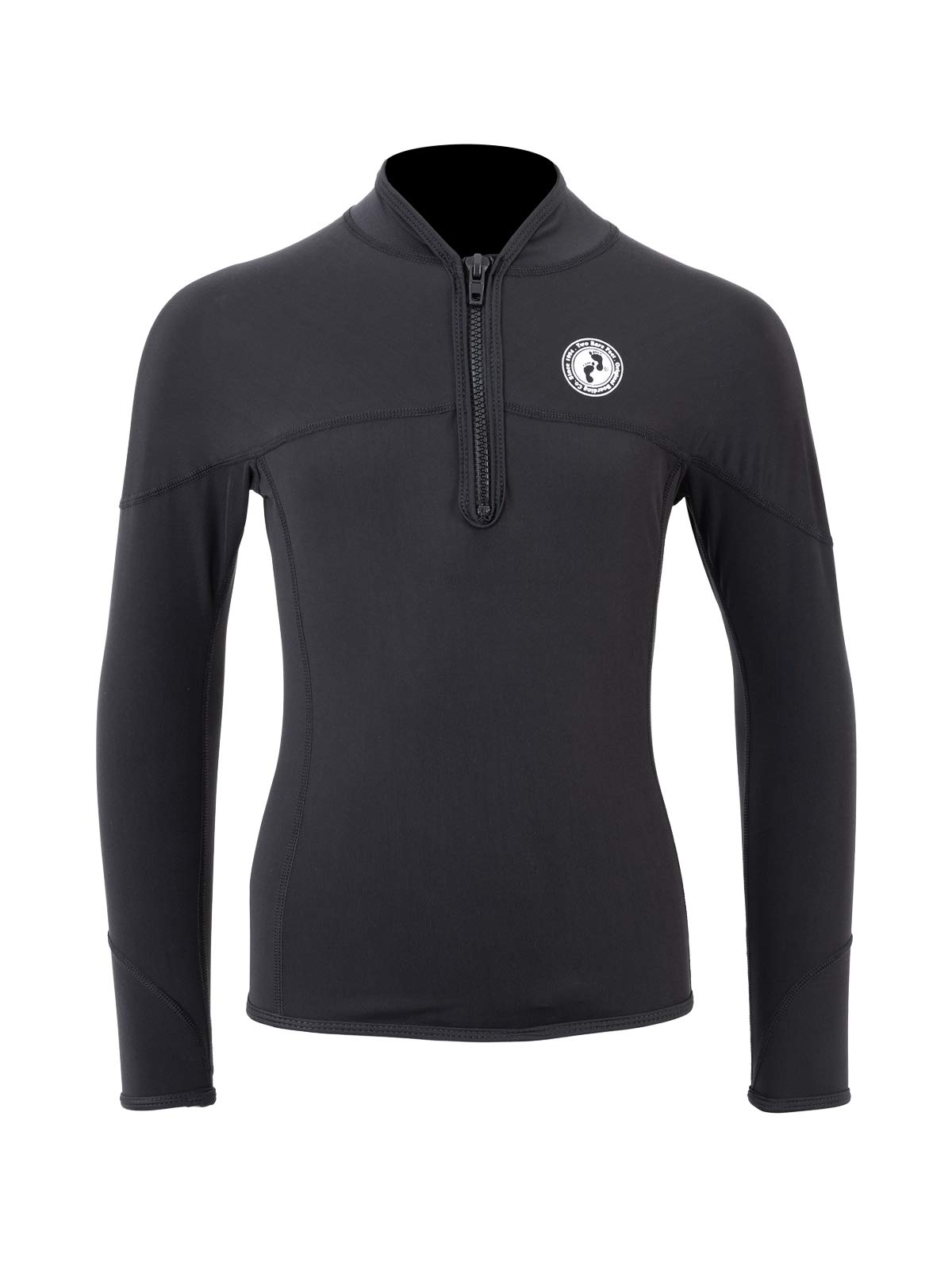 Two Bare Feet Kid's Quarter Zip Thermal Watersports Fleece Top - Wetsuit Thermal Jacket (Black, XXL)