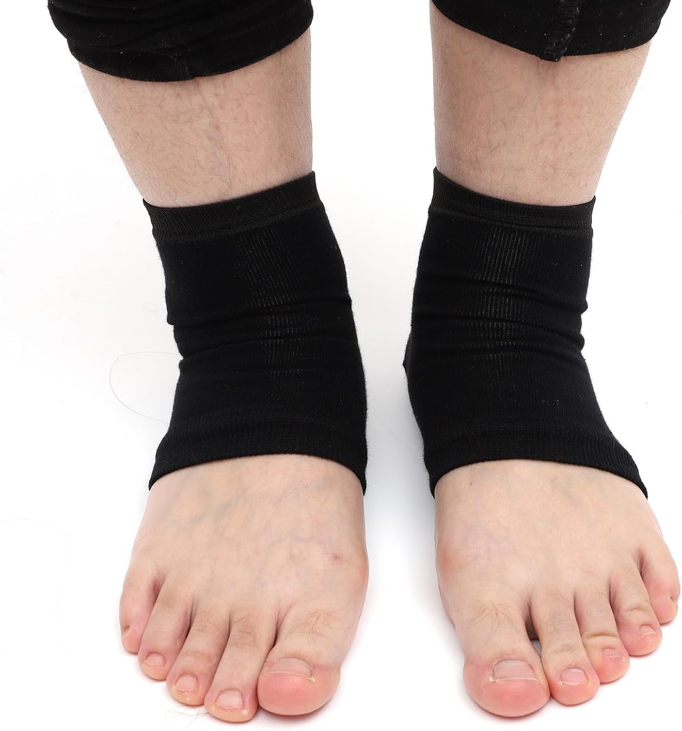 Alipis 10 Pairs Black Elastic Silicone Heel Protector Socks for Dry Cracked Feet Breathable Washable Foot Sleeves Toeless Moisturizing Socks