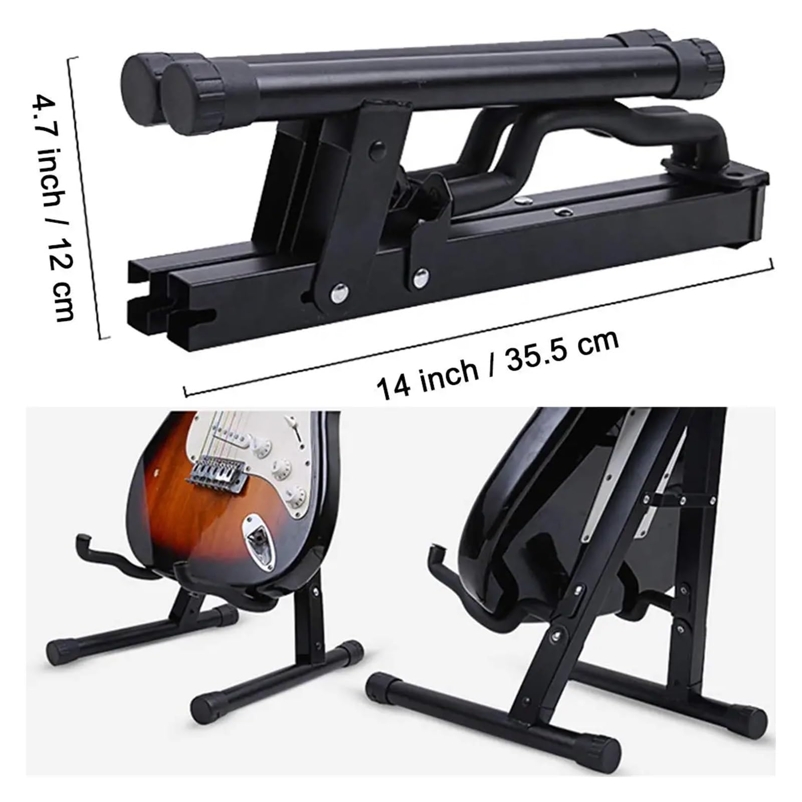 Porta Chitarra Supporto for Chitarra Pieghevole A Frame da Pavimento Universale in Metallo for Chitarre acustiche Classiche elettriche Bassi Banjo Ukulele Portatile