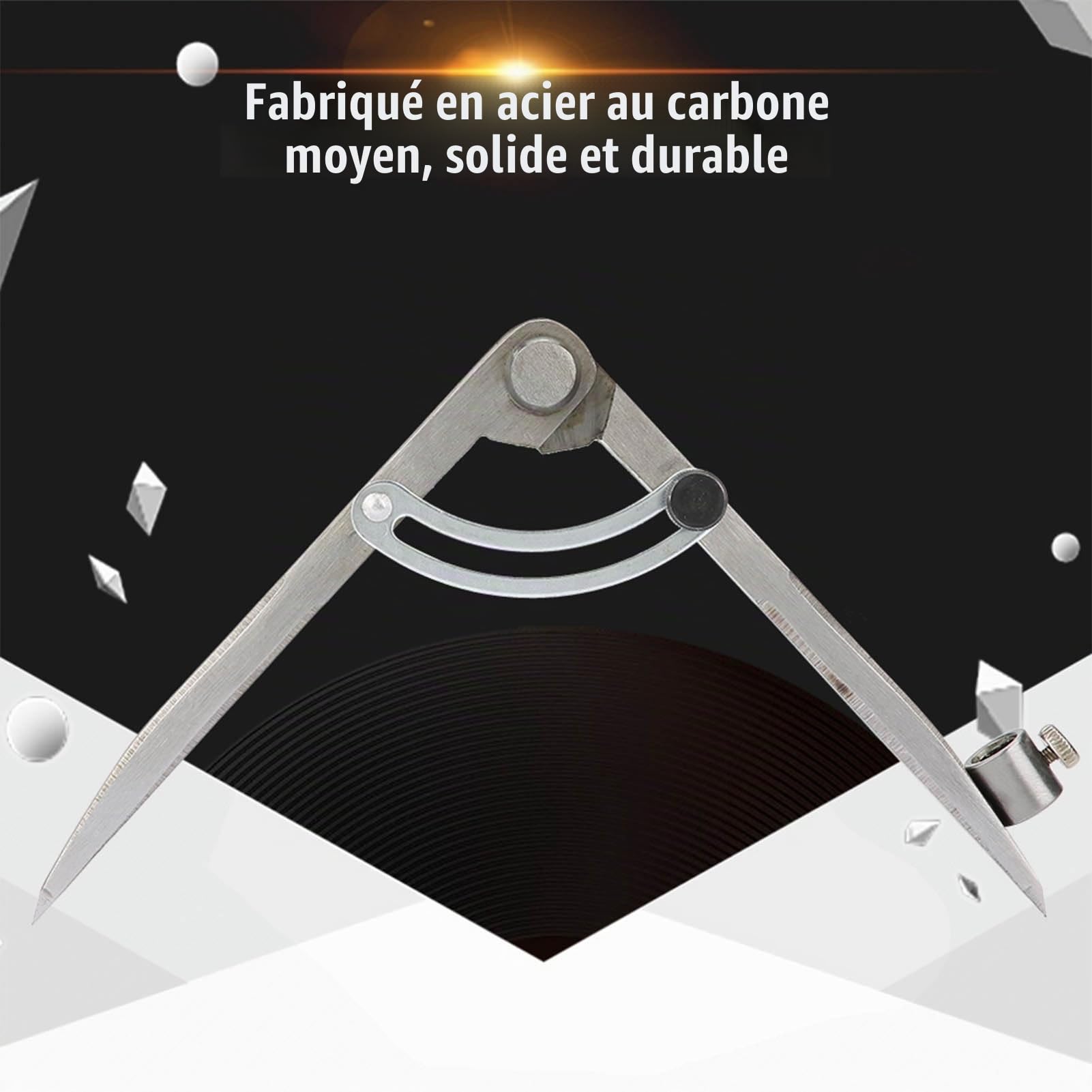 400mm Compas en Acier au Carbone Professionnel, Compass Pencil Grande Diviseur d'ailes en Cuir avec Largeur Réglable pour les Projets de Bricolage