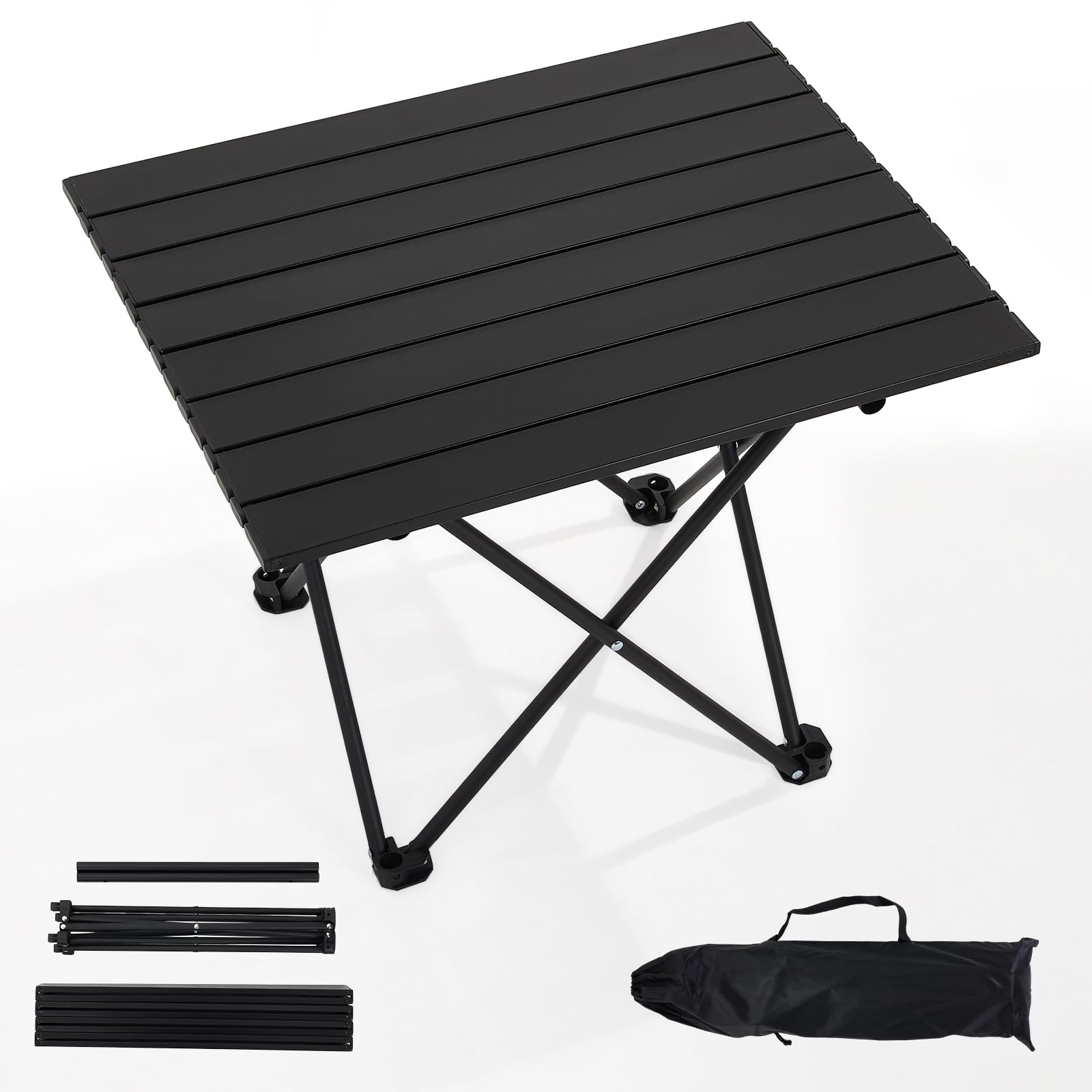 Warmiehomy Small Folding Camping Table, Portable Lightweight Aluminum Alloy Outdoor Table for Camping, Picnic, Beach, Hiking, Fishing,67x46x46cm