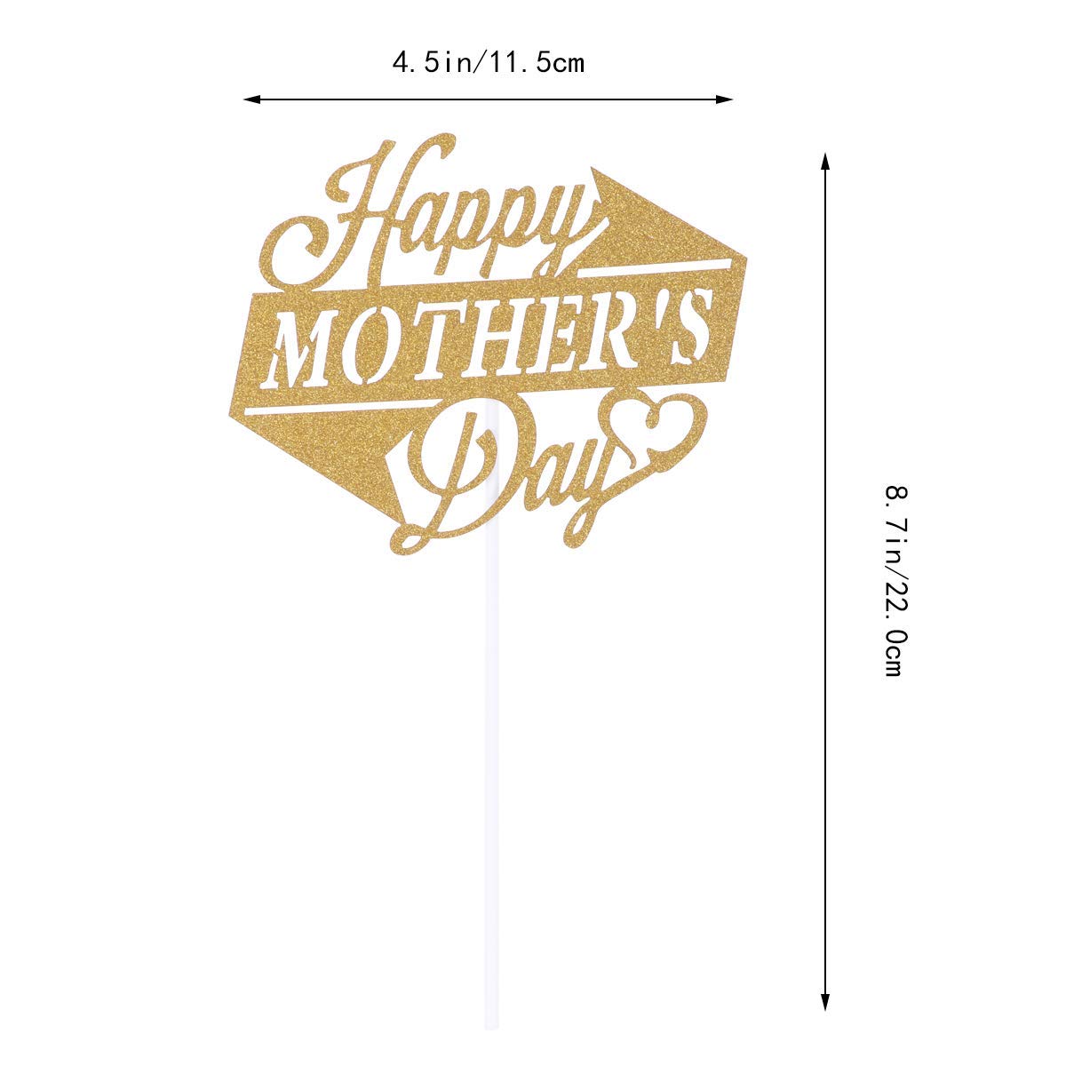 BinaryABC Happy Mother's Day Cake Toppers Cupcake Picks Cake Decoration Party Supplies,10Pcs(Golden Glitter)