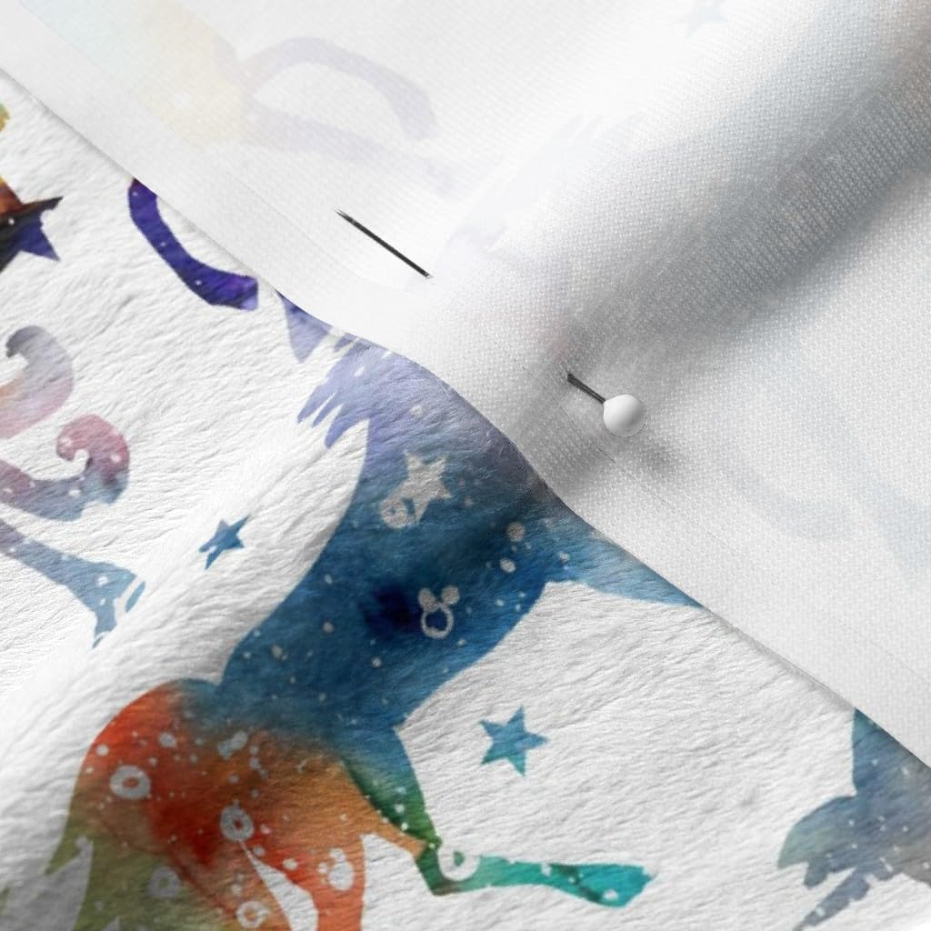 Spoonflower Fabric - Unicorns, Space, Galaxy, Rainbow, Fantasy, Magical, Fairy Tale Printed on Minky Fabric by The Yard - Sewing Baby Blankets Quilt Backing Plush
