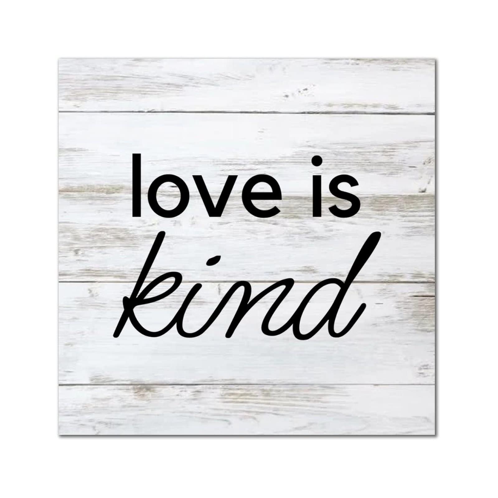 Plaque murale en bois chrétienne Love is Kind 30x30 cm décor rustique