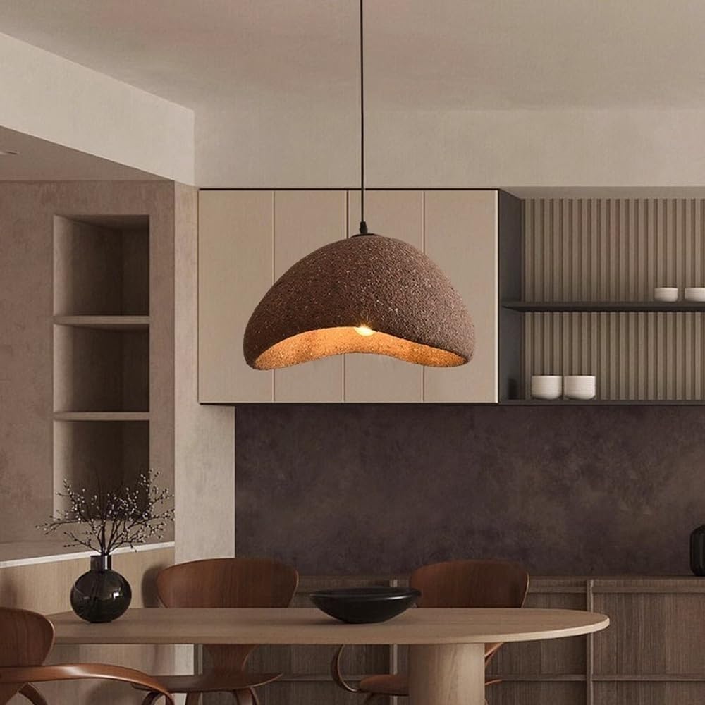 Suspension Style Japonais wabi-sabi Lampe Suspendue personnalité rétro E27 Lustre îlot de Cuisine Abat-Jour polystyrène Lampe de Restaurant Table éclairage de Plafond adapté Chambre Salon