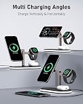UEQ 4 in 1 Wireless Charging Station for Apple MagSafe Charger,Fast Charging Magnetic Wireless Charger Stand with Night Light for iPhone 17 Air 16 15 14 13 12 Series,Apple Watch and AirPods (Black)
