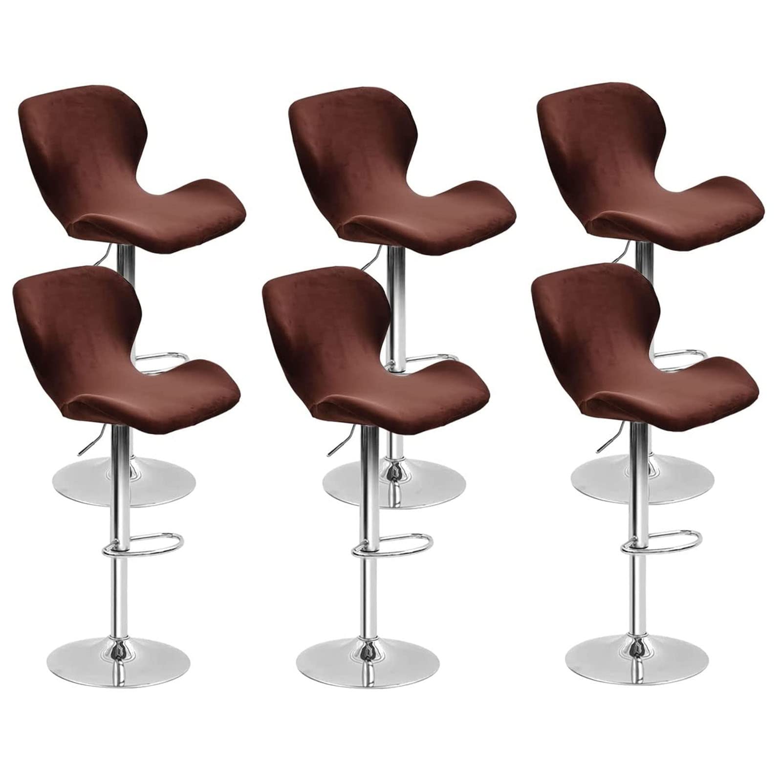 Leomix Velvet Bar Stool Cover Curved Swivel Set, Stretch Counter Height Bar Stools Cover, for Short Back Dinning Room Bar Chair,I,6pack