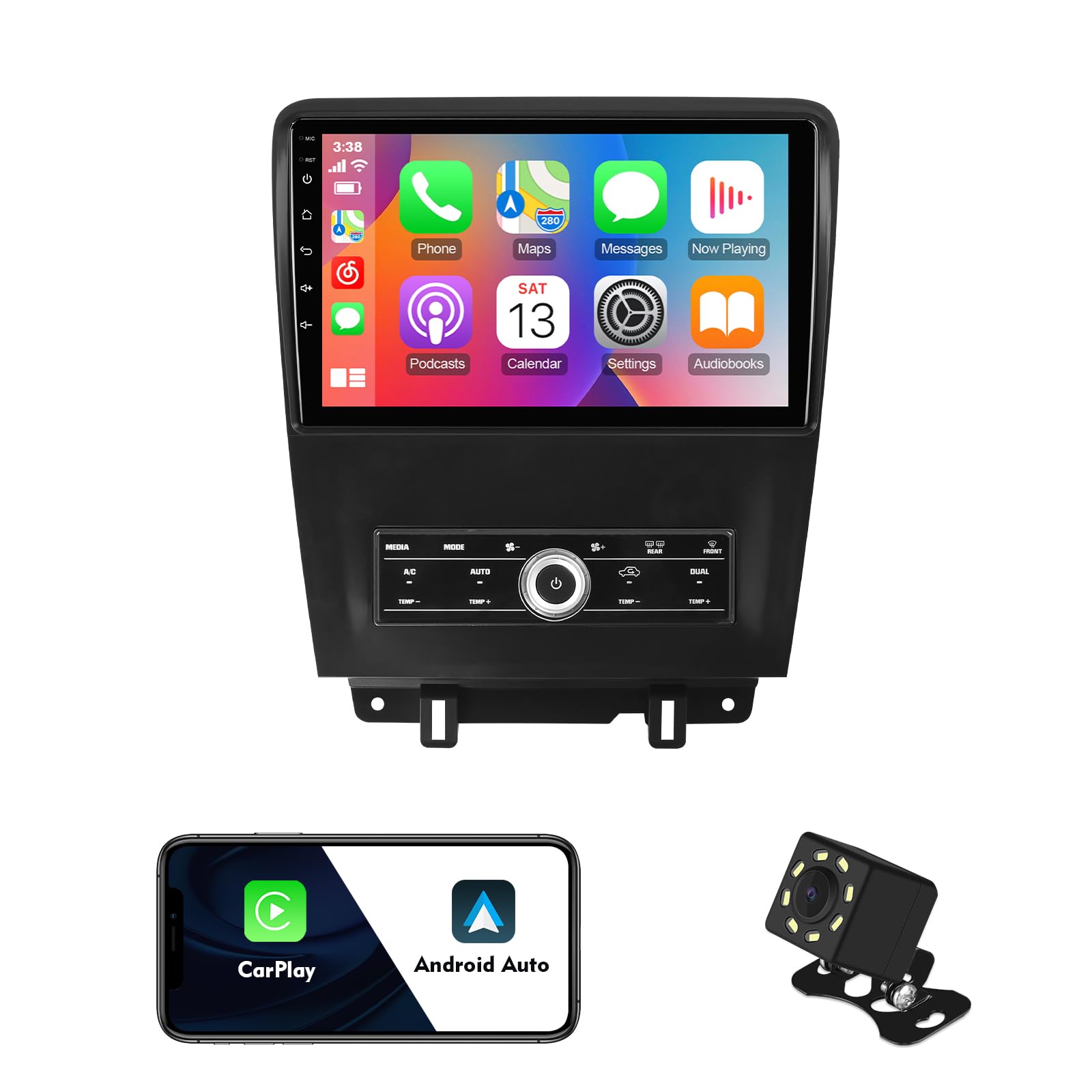 Photo 1 of 2+32G 10.1 inches Android 12 Double Din Car Stereo for Ford Mustang 2010 2011 2012 2013 2014 IPS Touchscreen Screen Car Radio with Carplay & Android Auto Support Backup Camera GPS FM Navi BT