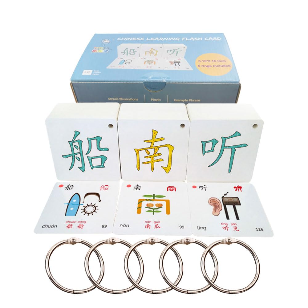 Hieroglyphic Pictograph Symbols Chinese Alphabet Learning Color Flash Memory Cards Mandarin Simplified Character Edition,Pinyin and Stroke Illustrations,Stage 1