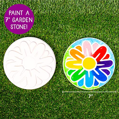 Image of Creative Roots Mosaic Flower Garden Stepping Stone Kit, Includes 7-Inch Ceramic Stone & 6 Vibrant Paints, DIY Stepping Stone Kit for Kids Ages 6+