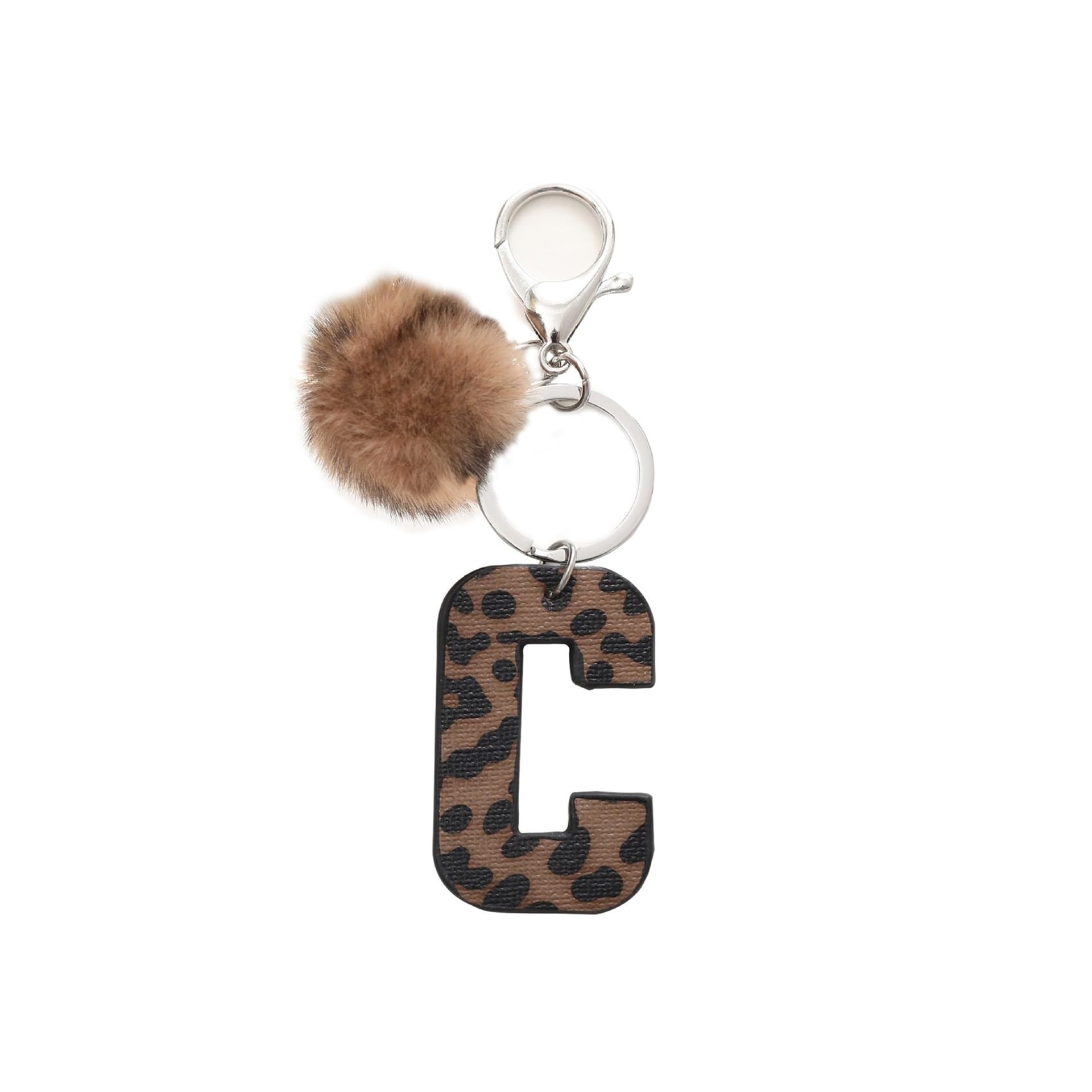 Uthdlm Unisex C Leopard Print Letter Keychain, Ar Key Ring, Trendy Pendant Harm, Novelty Small Accessory, Gift For Women, Suitable For Diy/Keys/Wallet/Backpack/Shoulder Bag/Camera Bag(C)