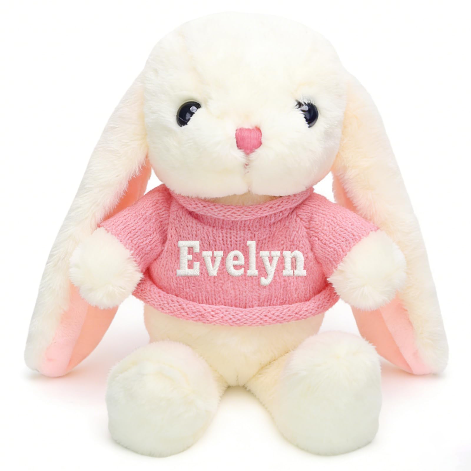 Personalized Bunny Plush with Name Baby Easter Basket Stuffers Custom Easter Bunny Plush Personalized Gifts for Kids Stuffed