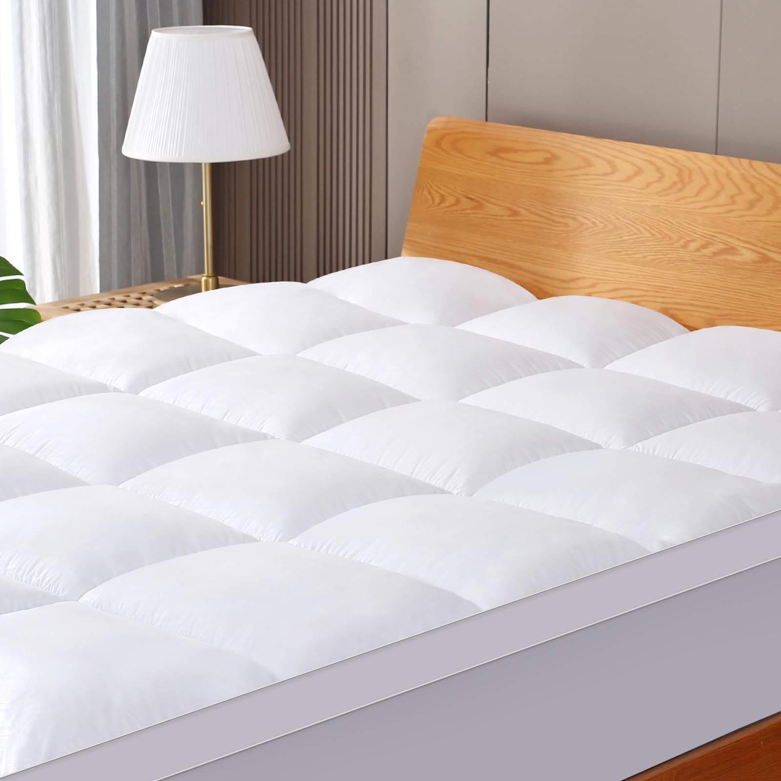 VALUXE Queen Mattress Topper Cooling Pillow Top Fitted Mattress Pad Cover  Extra Thick Bed Topper Down Alternative Soft Mattress Protector for Back