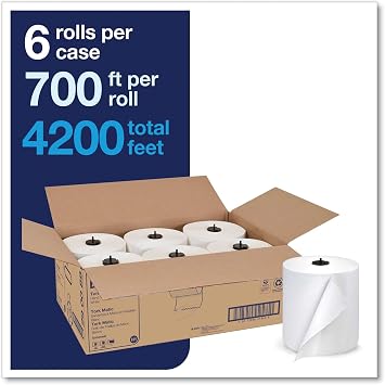 Tork 290089 Advanced Single-Ply Hand Roll Towel, White