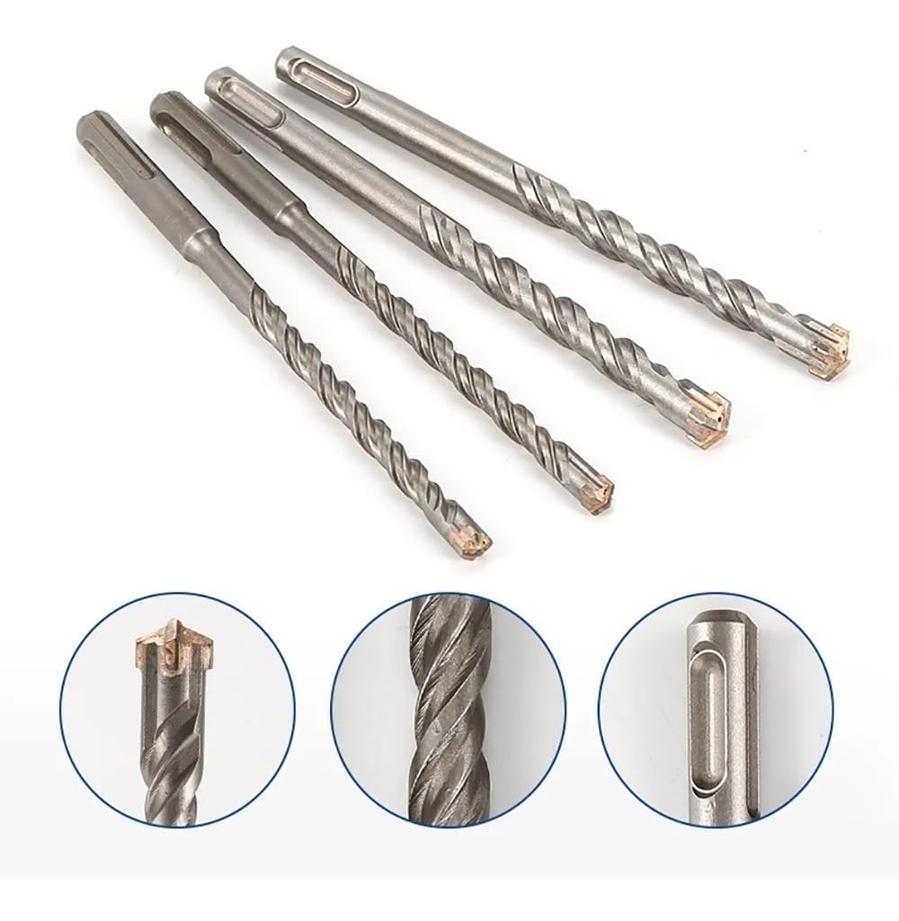 Wiertło udarowe SDS Plus, długość 260 mm, 4-ostrzowa końcówka z węglika wolframu do muru, betonu i cegły — średnica 6–25 mm, 1 szt.(16mm)