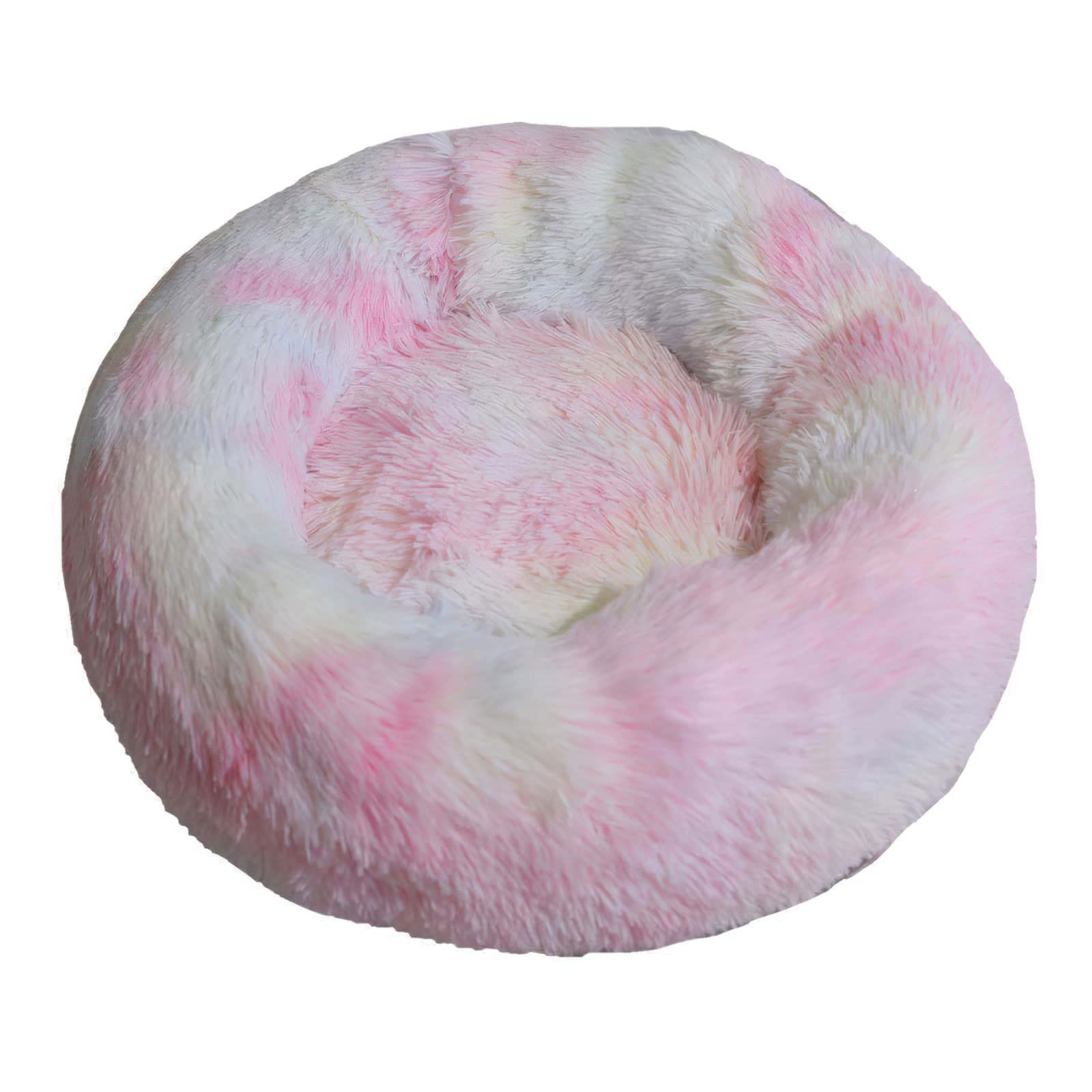 Fouriding Plush Donut Dog Cat Bed-Calming Anxiety Pets Bed for Dogs Cats Pets Soft Round Cushion Beds with Non-Slip Bottom and Washable (S 40CM, Colour)