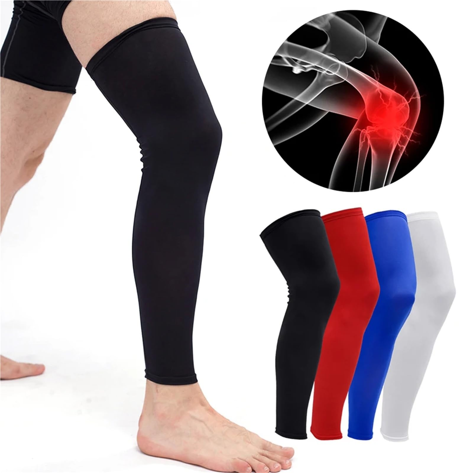 Rodillera Compresion 1 par de mangas compresión pierna longitud completa for deportes, rodilleras, protección, largas for hombres y mujeres, baloncesto, fútbol, ​​correr