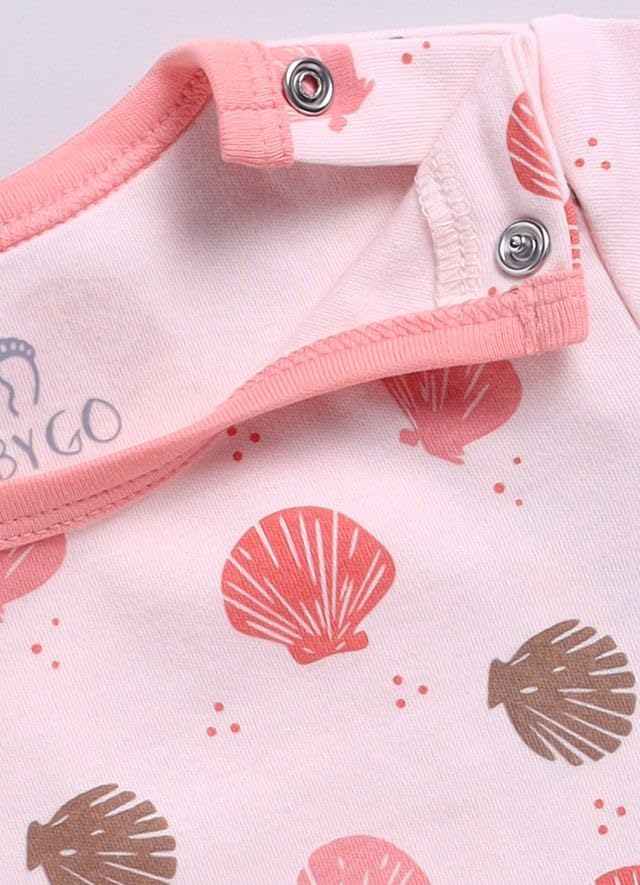 Image of BABY GO Cotton Printed New Born Baby Romper Jumpsuit Bodysuit Pack of 2 | Short Sleeve Sleepsuit | Nightwear | Summer Wear for Infants, Baby Boys and Baby Girls