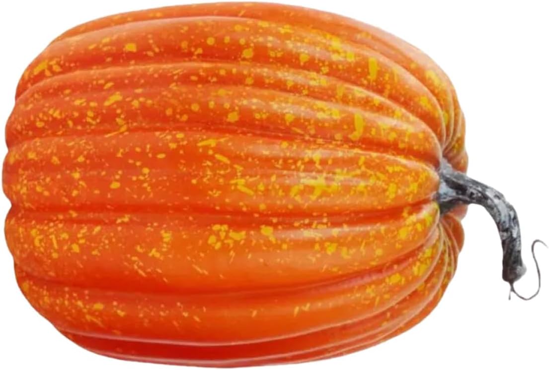 OSALADI Large Faux Orange Pumpkin Decoration, 8.65 Inch Foam Harvest Pumpkin Ornament for Autumn Fall Table Centerpiece and Halloween Outdoor Décor