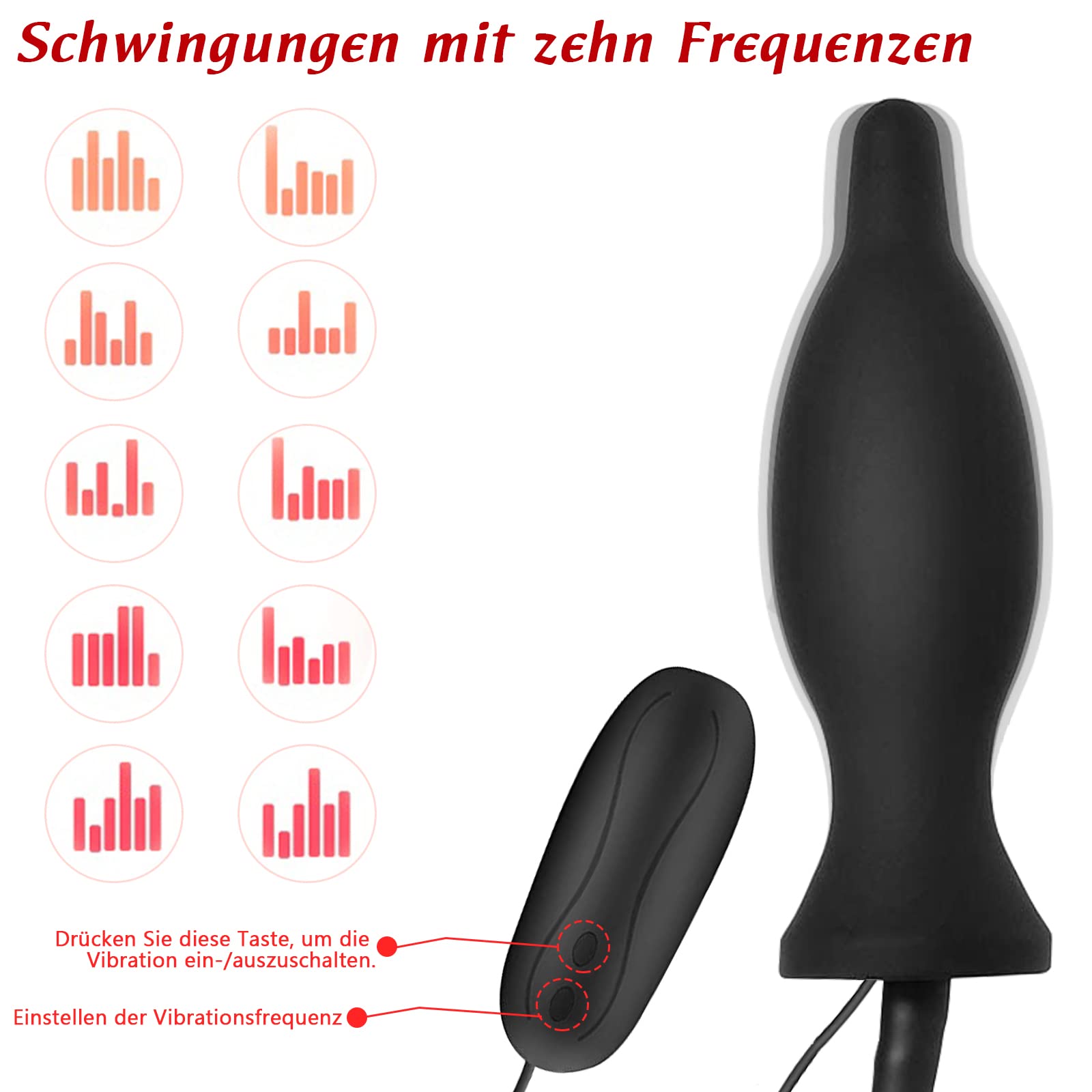 BDSMYEE Plug Anales con Vibración, 10 Modos Vibradorador, Inflable Plug Anal para Mujer Hombre, Dildo Anal Plug Dilatador Butt Plug Consolador, Juguetes eróticos para pareja sexuales