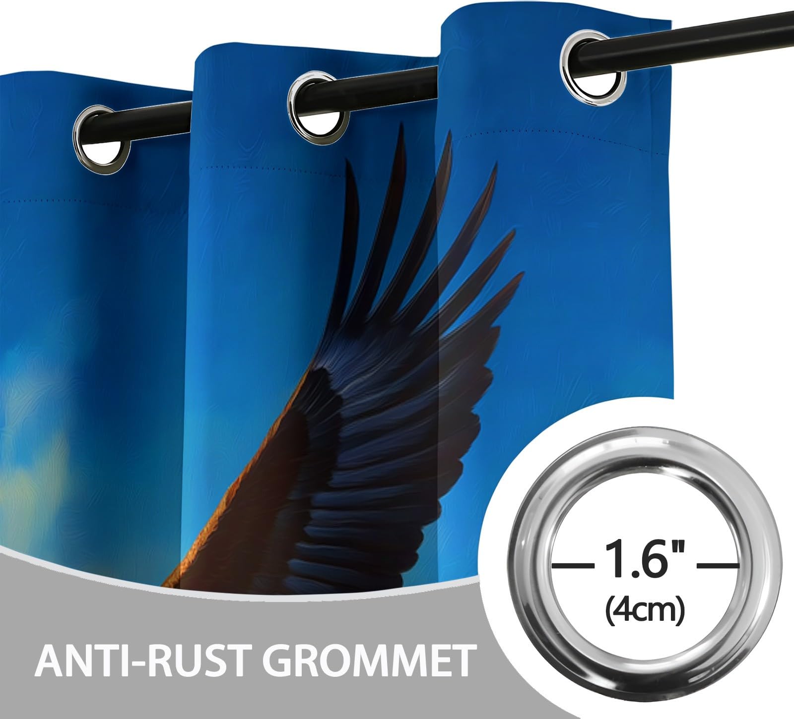 Generisch Abstrakte Bergadler Textur 2er Set Verdunkelungsvorhänge mit Ösen, Ölmalerei Stil Blickdicht Thermo Isoliert Vorhänge für Wohnzimmer & Schlafzimmer, HxB 166 x 75 cm