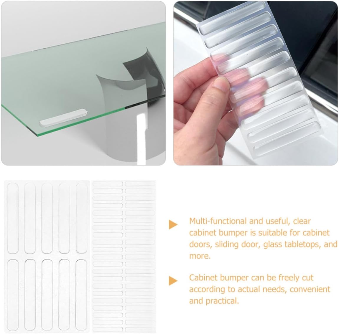 NUOBESTY 10 Sheets Cabinet Door Bumpers Flexible Glue Adhesive, Anti-Collision Furniture Pads for Cabinets and Walls, Sturdy Drawer and Cupboard Door Protection