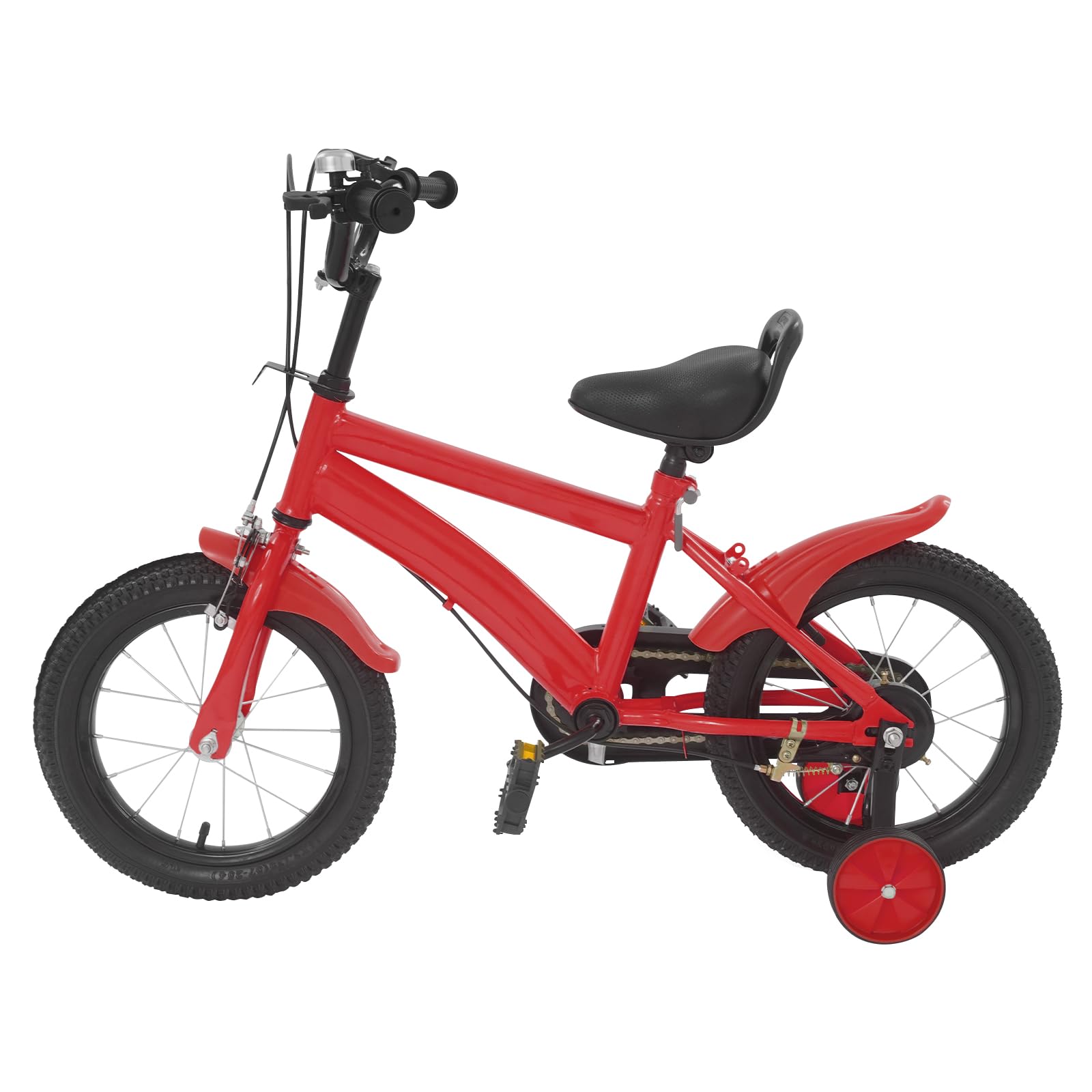 Vélo pour Enfant de 14 Pouces avec Roues d'entraînement et Garde-Boue, Hauteur Assise/Guidon réglable, équilibre et pédale, à partir de 3 Ans