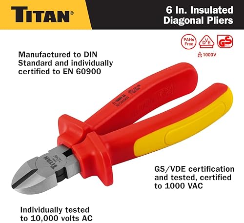 Miniatura 2 de Titan 73346 Alicates diagonales aislados VDE de 6 pulgadas