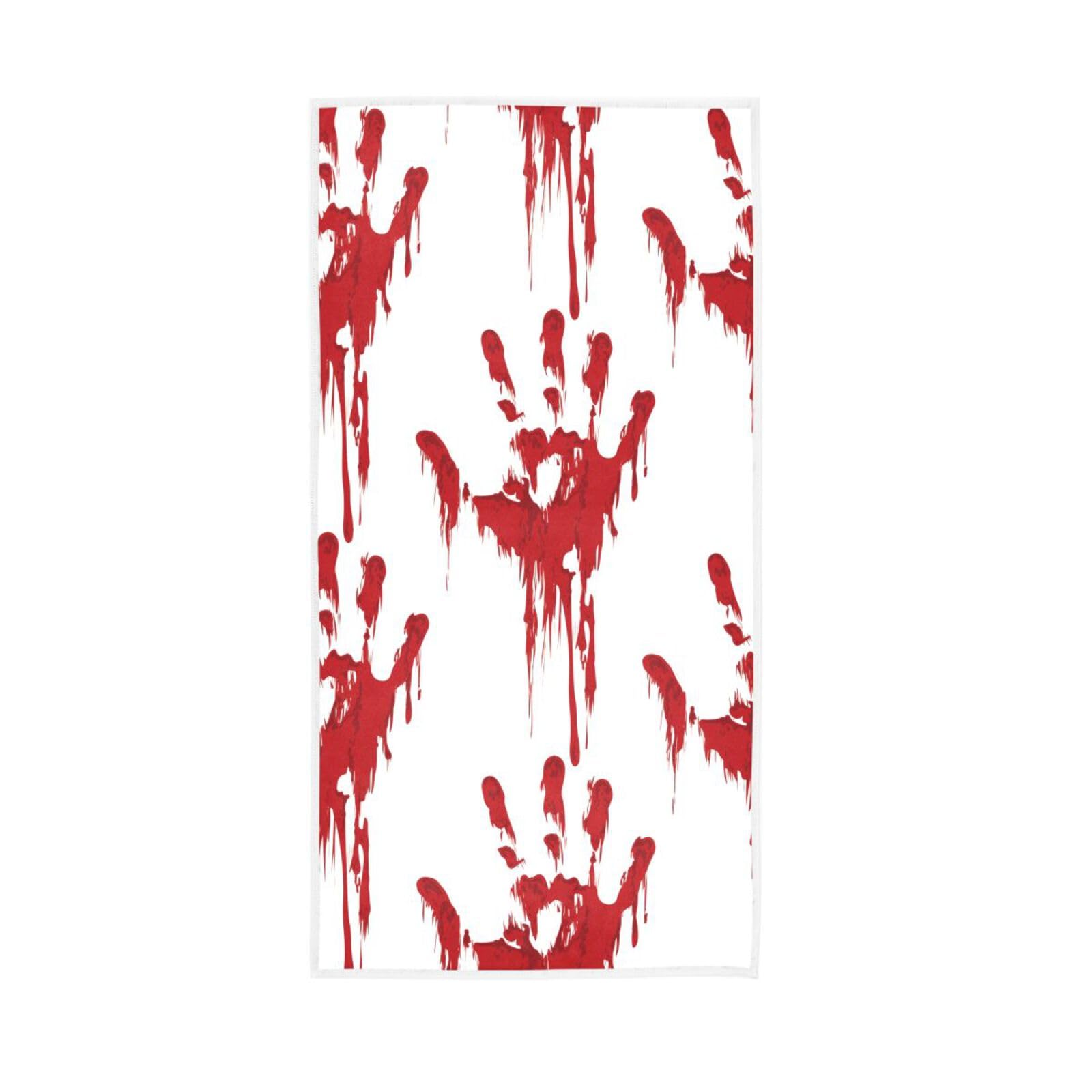 LSRCPD Bloody Hand Print Fingertip Towels, 15 x 30 Inch Bathroom Hand Towels Decorative Thick Hand Towel Esthetician Facial Towels