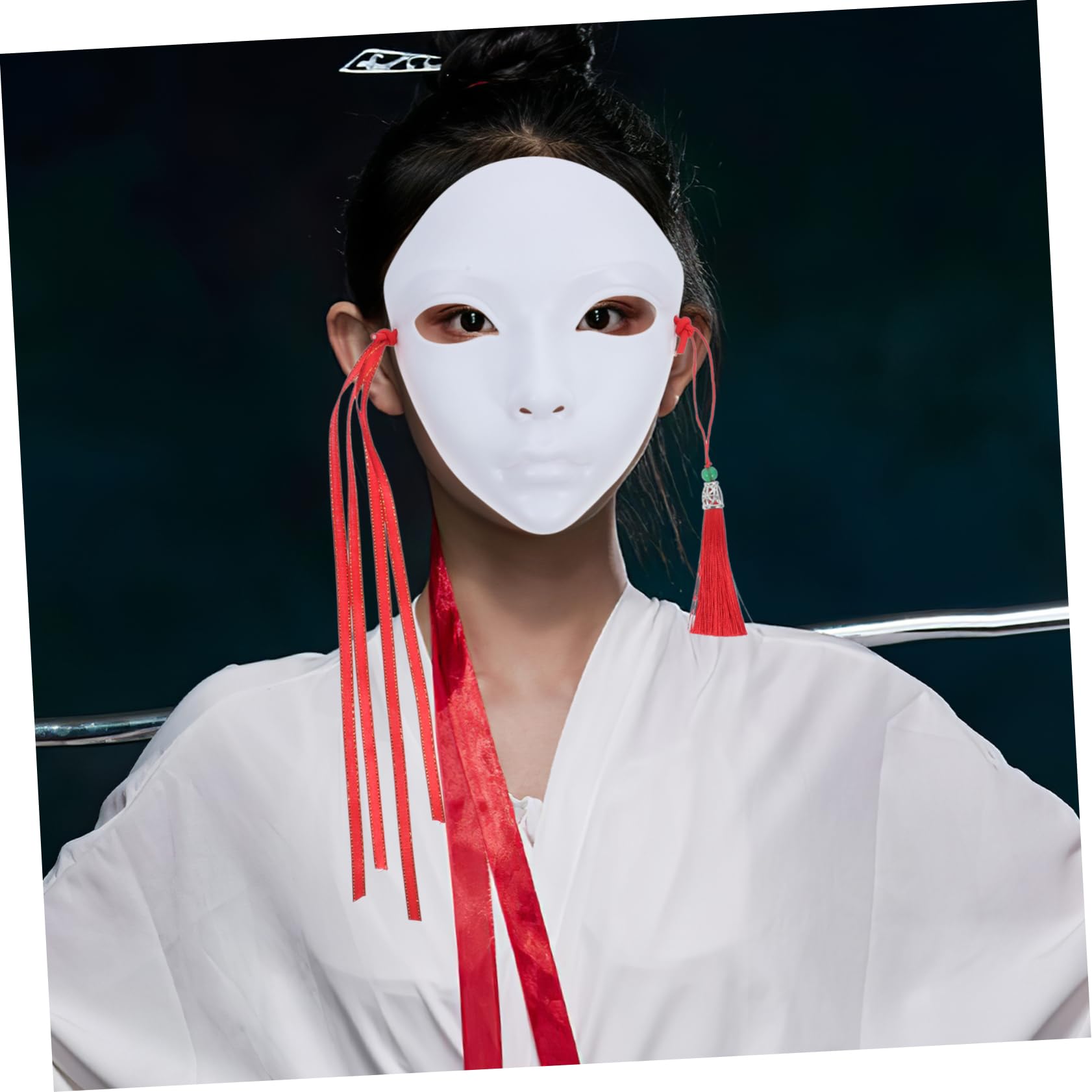 TOYANDONA Maschera in stile cinese mezza maschera bianca vuota per la festa di cosplay da colorare maschere da decorare maschere fatte a mano per adulti pp