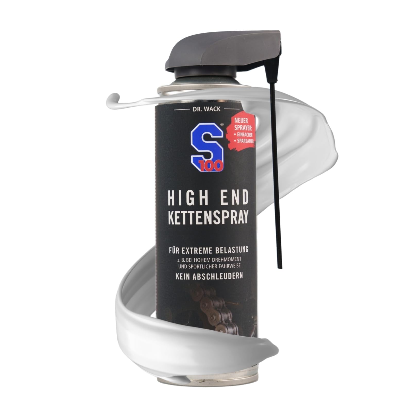 Dr. Wack - S100 High End spray per catena da 300 ml I Premium olio per catene per moto per carichi estremi, spray per catena per tutte le moto, cura di alta qualità, made in Germany