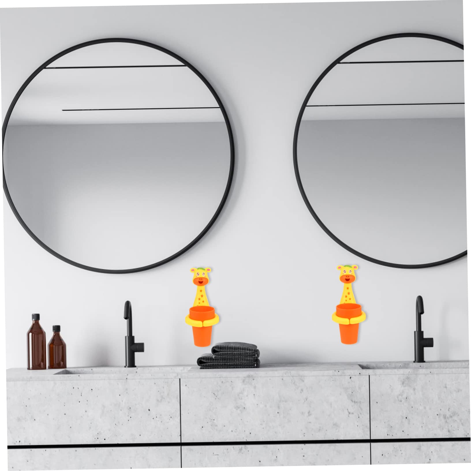 Amosfun 3 Juegos De Soportes para Cepillos De con Vaso para Enjuague Bucal para Baño Material PP Diseño Que Ahorra Espacio Sin Perforaciones Almacenamiento Moderno para Cepillos De