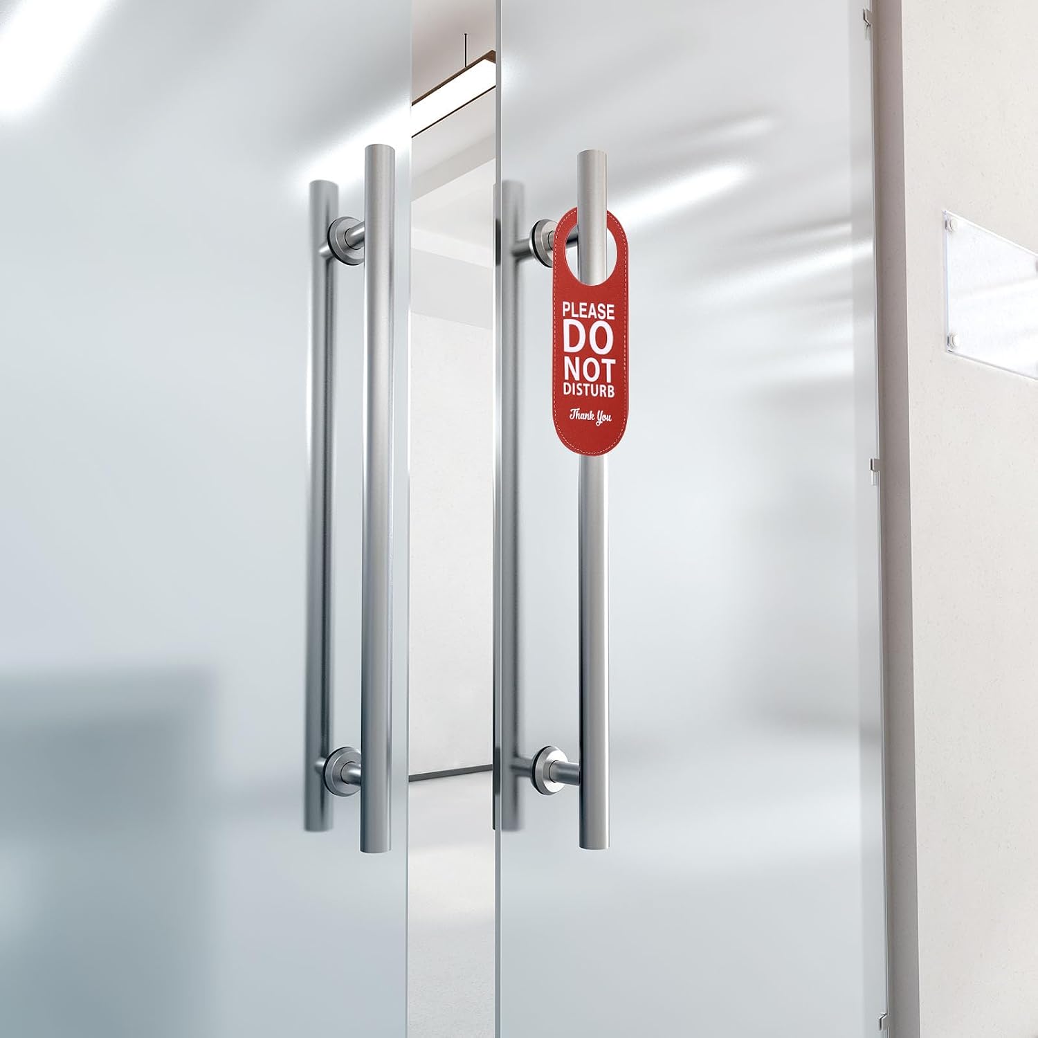 YOKIVE Welcome Please Knock Door Hanger Sign, Business Design PU Leather | Great for Home, Office, Restaurant (Green)