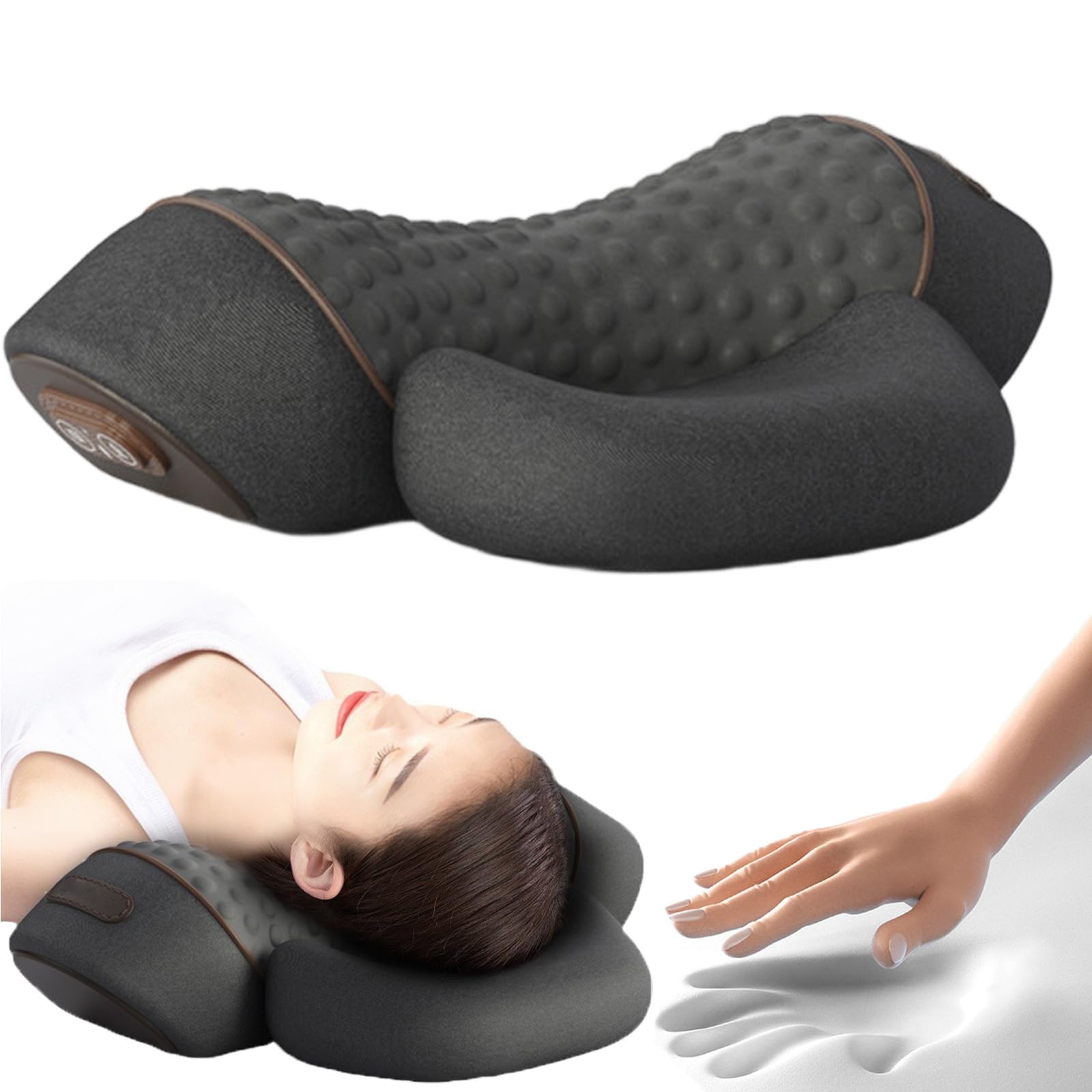 Masseur Cervical, Original Masseur Cervical 3en1, Es éPaules Et Le Dos, Massage Sans Fil Pour La Nuque Et Les éPaules, Masseur Dos et Cervicales avec Traction (Noir)