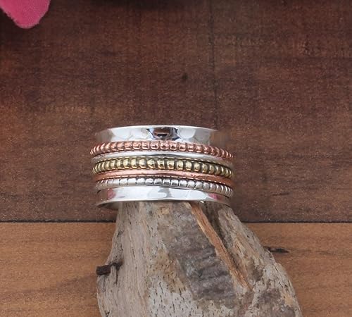 Miniatura 59 de Boho Spinner Ring, Mothers Day Gift, Silver 925 Women Ring, Sterling Silver 925 Ring, Fidget Spinner Ring,Women Silver Anxiety Ring