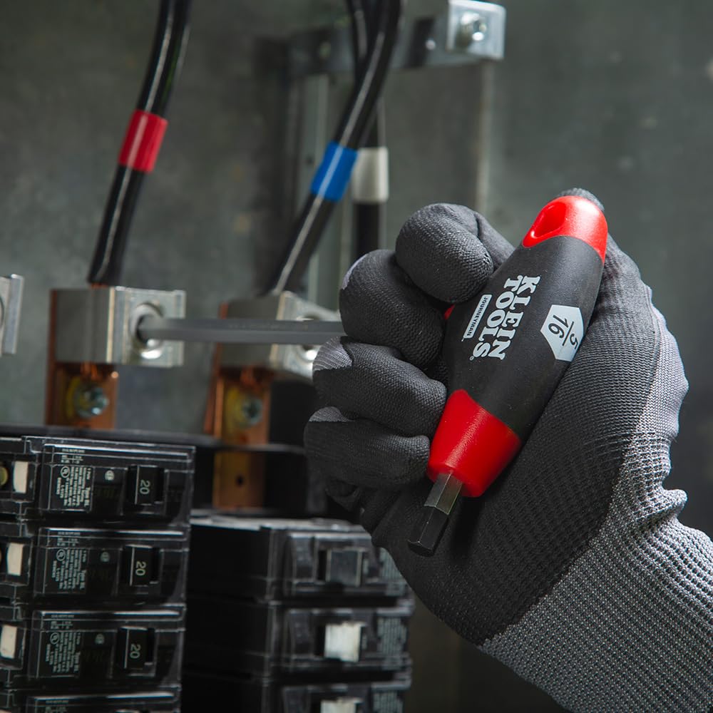 KLEIN TOOLS JTH610E Zestaw kluczy imbusowych SAE z uchwytem w kształcie litery T z ostrzami 6-calowymi, stojak w zestawie, 10-częściowy