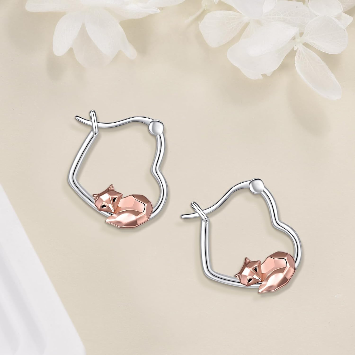 Animal Earrings Sterling Silver Heart Hoop Earrings Gifts for Women - Image 4