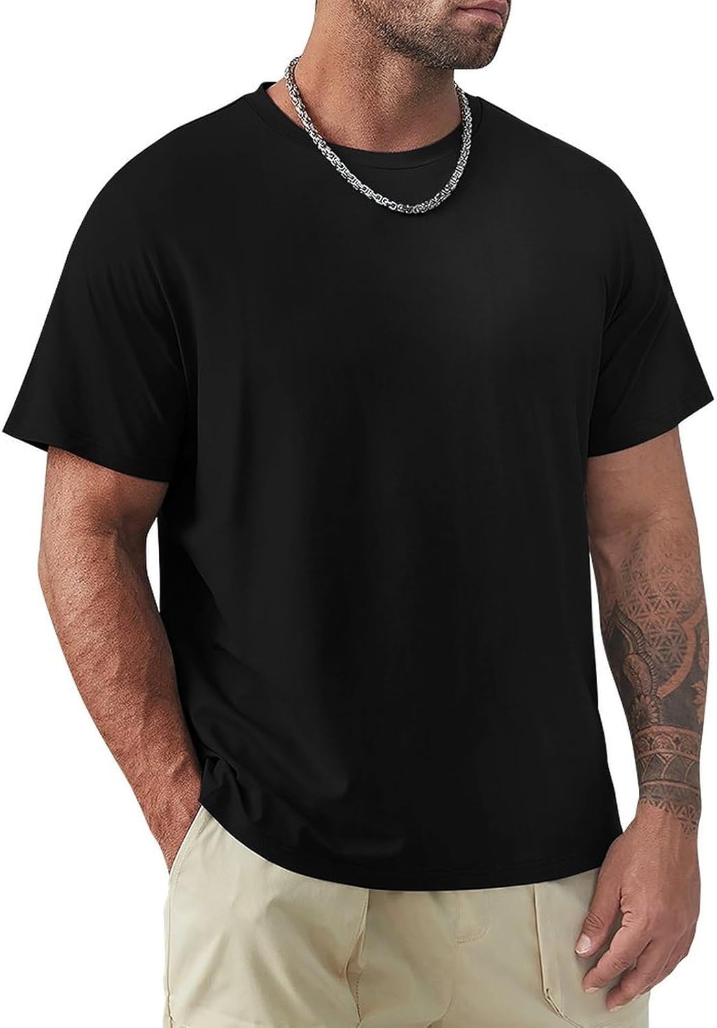 Custom Short Sleeve Shirt for Men, Add Photo/Logo/Text to Front, Breathable Cotton T Shirt, 15 Colors, 9 Sizes