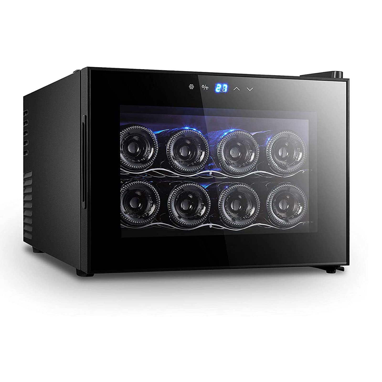 Enfriador de vino, 8 botellas Enfriador de vino de una sola zona Refrigerador de vino pequeño Refrigerador Refrigerador, para vinos blancos rojos Champán espumoso Vino en el hogar Bar Cocina Oficina,8