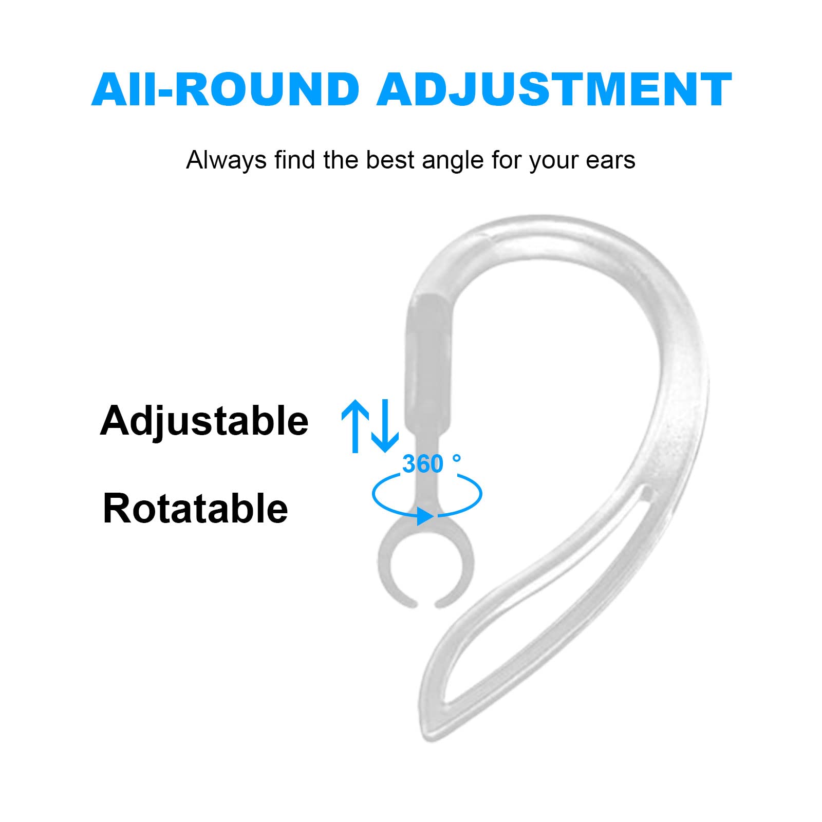 TSHAOUN 4 Paia Ganci Auricolari Universali, Sportivi Antiscivolo, Clip Silicone Sostitutivi, Trasparenti Bluetooth Gancio a Cuffia per Sport