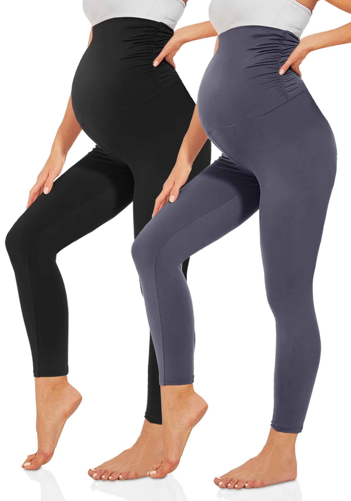TNNZEET Umstandsleggings Damen Umstandsmode Blickdicht Schwangerschaft Leggings Umstandshose Lang mit Taschen für Yoga