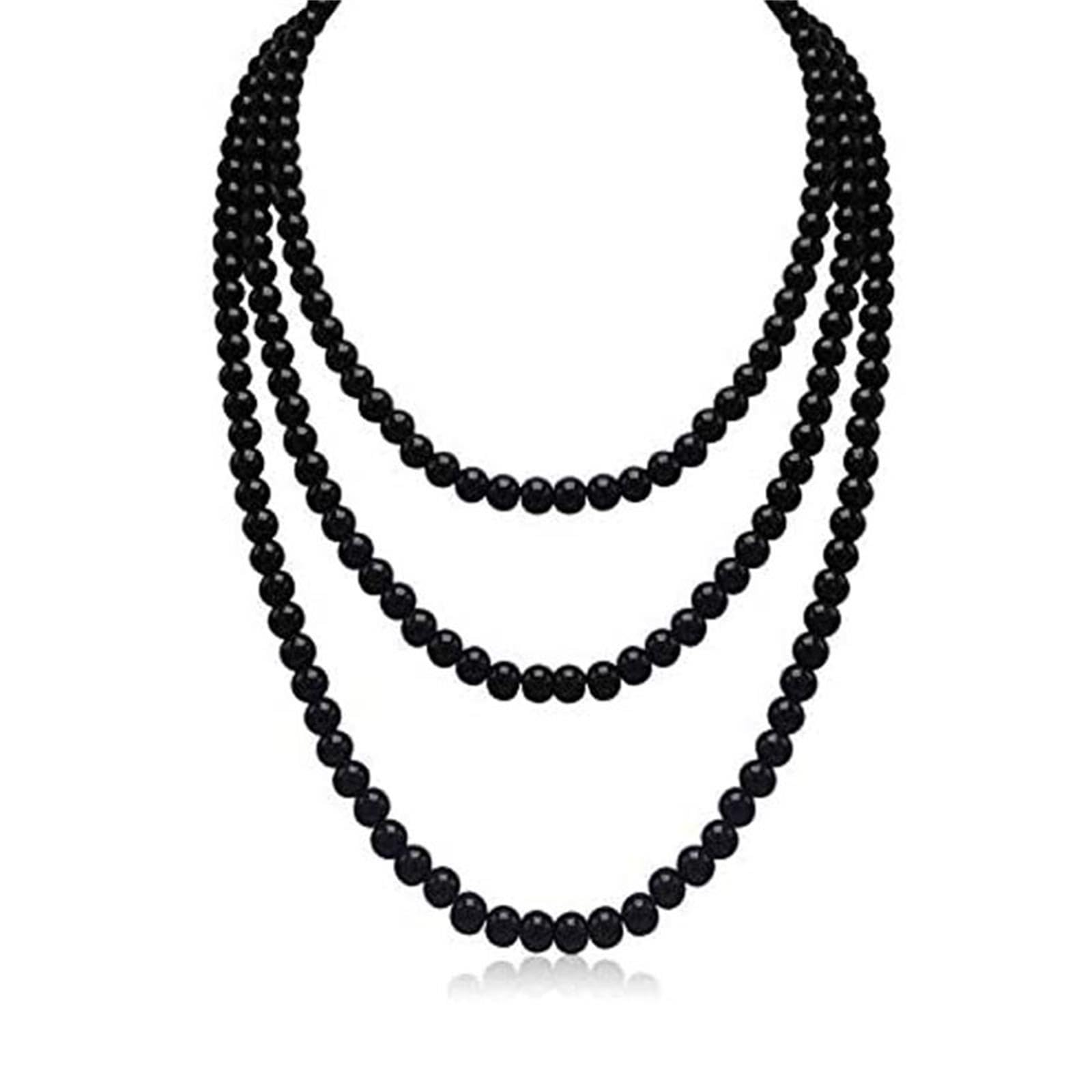 1920s Gatsby Imitation Pearl Necklace Pearl Strands Flapper Beads Necklace for Women Costume Jewelry